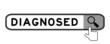 © bankrx - Search banner in word diagnosed with hand over magnifier icon on white background