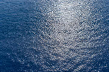 Poster - Deep blue dark blue sea texture background. Ocean surface in sunlight, relaxing nature pattern, ecology concept
