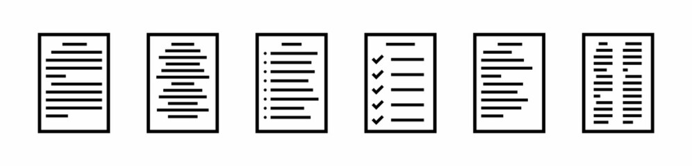 Paper documents icons. File icon. Folded written paper. Vector illustration.