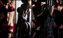 Set Of Photos With Beautiful And Sexy Women In Lingerie. Erotic Underwear Collection Collage.