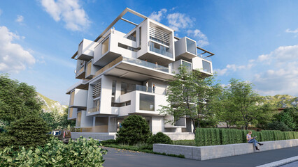 Fototapete - Modern upscale residential building