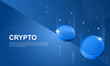 Banner marketing exchange cryptocurrency. blue coins airdrop  background