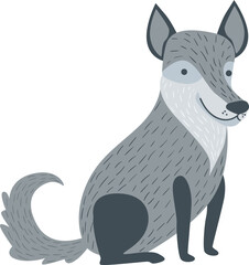 Wall Mural - Gray or Grey Wolf as Large Canine and Carnivore Forest Animal with Pointed Ears