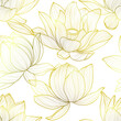 Golden lotus background seamless pattern vector.