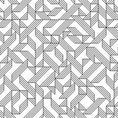art deco geometric background with triangles, seamless pattern. black and white. line design, editab