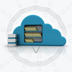 Poster - 3d rendering database storage data base with cloud folder storage