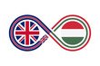 unity concept. english and hungarian language translation icon. vector illustration isolated on white background	