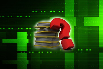 Poster - 3d rendering Binder with question mark