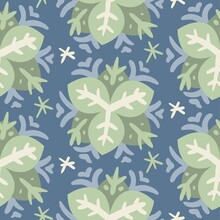 Seamless Pattern Blue Green Flower Creative Design Background Vector Illustration