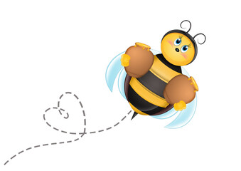 Poster - funny illustration of bee carrying honey