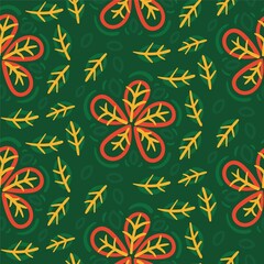 seamless pattern green red flower creative design background vector illustration