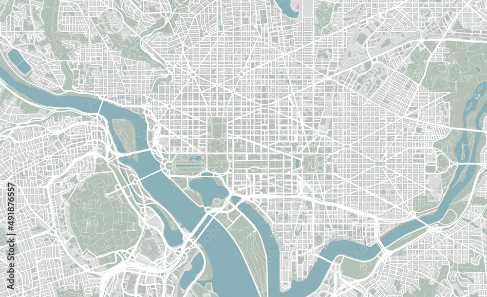 Washingon Dc Map. Simple Detailed map of Washington DC, USA Stock Vector | Adobe Stock
