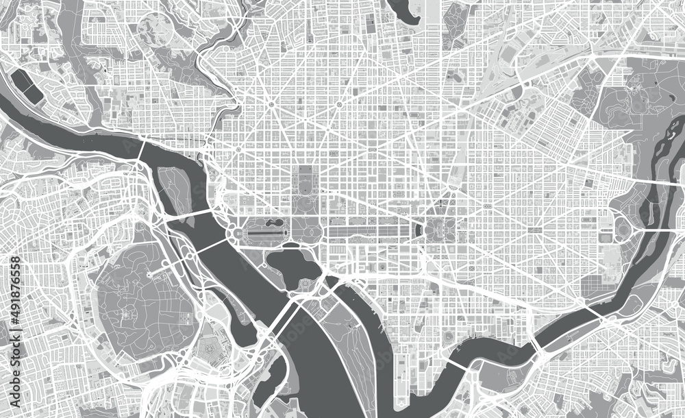 Learn Dc Map Detailed map of Washington DC, USA Stock Vector | Adobe Stock