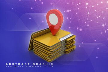 Fototapete - 3d  rendering travel and navigation planning, concept with folder

