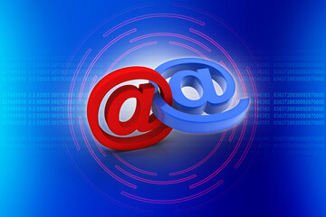 Poster - 3d rendering E mail sign concept
