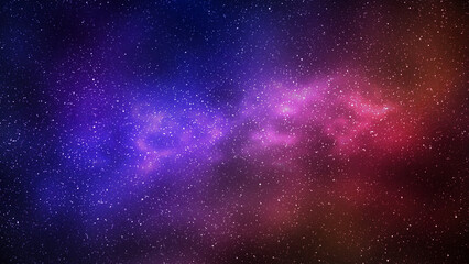 Wall Mural - night starry sky and bright blue red galaxy, horizontal background