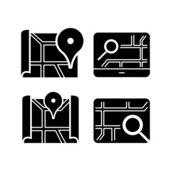 Poster - Black map icon design collection vector
