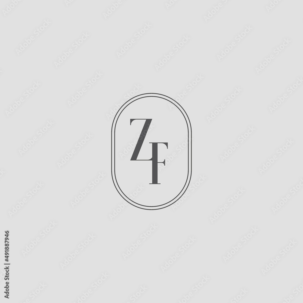 Initial ZF wedding monogram logo design Stock Vector | Adobe Stock