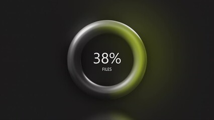 Aufkleber - Ring with percentages of file downloads. Motion. 3D animation of software interface during loading. Stylish ring with file transfer percentages