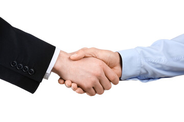 Wall Mural - Business partners shaking hands on white background