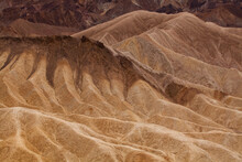 Closeup Of Beautiful Patterns And Ridges In The Rocks At Zabriskie Point In Death Valley National Park
