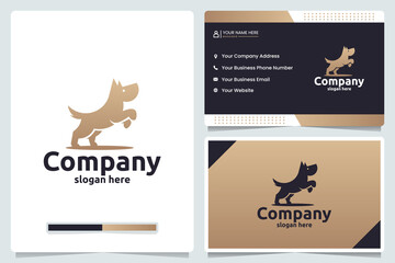 Canvas Print - jumping dog ,pet care ,logo design and business card