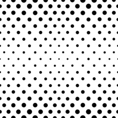 Wall Mural - Halftone dot seamless pattern. Gradation dots. Faded black polka on white background. Fades gradient point texture for opacity effect. Fading perforation bg for design prints. Vector illustration