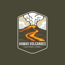 Hawaii Volcanoes National Park Emblem Patch Logo Illustration
