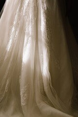 Wall Mural - Close up of the skirt of a wedding dress