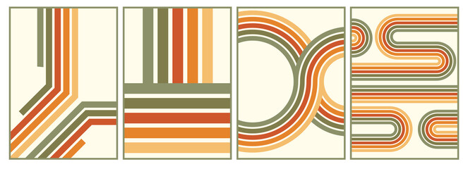 Poster - retro vintage 70s style stripes background poster lines. shapes vector design graphic 1970s retro ba