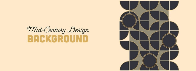Mid century modern background, 50s minimal design elements in abstract geometric shapes in brown and black, retro vintage modern art style decor