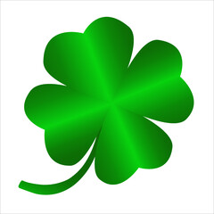 Aufkleber - Happy St Patricks day. Leaf clover isolated on white background. Good luck four leaf clover flat icon for apps and websites.