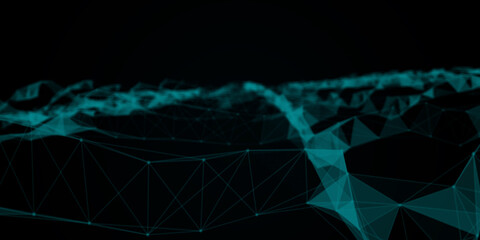 Poster - Abstract beautiful geometric background. Abstract plexus futuristic, polygonal space with a dark background. Plexus fantasy. Abstract technology