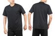 © Touchr - Young man in black sport t-shirt mockup front and back used as design template, isolated on white background with clipping path.