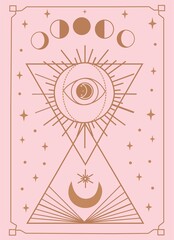 Tarot card minimalist vector Ilustration, The Moon