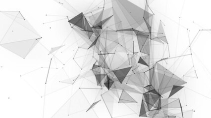 Aufkleber - Plexus fantasy abstract technology. Abstract geometric background with moving lines, dots and triangles. Science. Medicine and technology. Loop animations