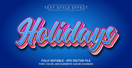 Wall Mural - Holidays Text Style Effect. Editable Graphic Text Template.