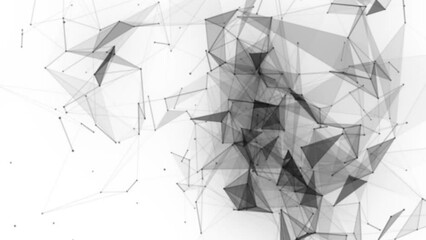 Aufkleber - Plexus fantasy abstract technology. Abstract geometric background with moving lines, dots and triangles. Science. Medicine and technology. Loop animations