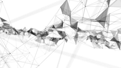 Aufkleber - Plexus fantasy abstract technology. Abstract geometric background with moving lines, dots and triangles. Science. Medicine and technology. Loop animations