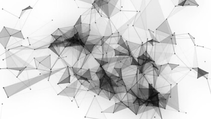 Aufkleber - Plexus fantasy abstract technology. Abstract geometric background with moving lines, dots and triangles. Science. Medicine and technology. Loop animations