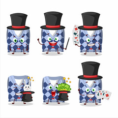 Sticker - A blue school vest Magician cartoon character perform on a stage