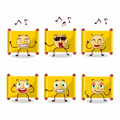 Poster - An image of yellow paper roll chinese dancer cartoon character enjoying the music