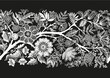 © Elen  Lane - Seamless pattern with stylized ornamental flowers in retro, vintage style. Black and white graphics. Vector illustration.