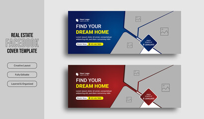 Real estate house sale facebook cover and web banner template 