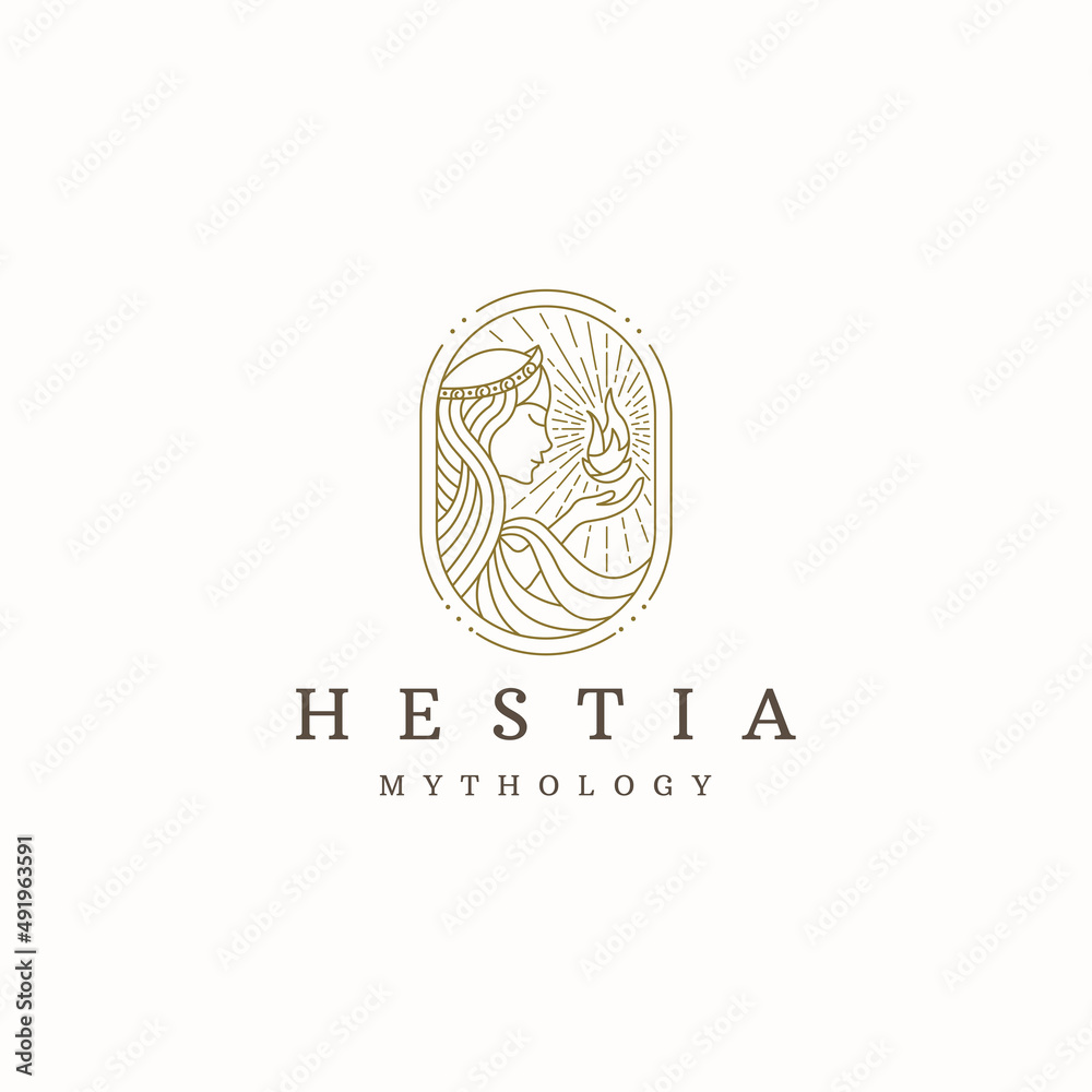 Hestia the ancient Greek virgin goddess of the hearth logo icon design  template line style flat vector Stock Vector | Adobe Stock, image size:1000x1000
