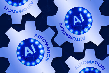 Poster - Automation Concept Abstract Background with Futuristic Setting Icon and Artificial Intelligence Signs