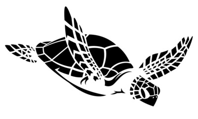 Wall Mural - vector black sea turtle swimming