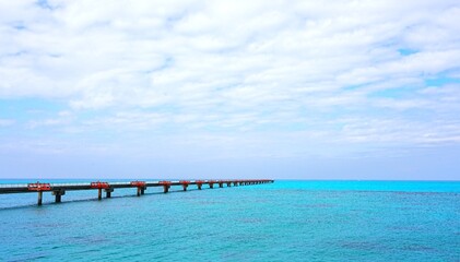 Wall Mural - pier in the sea in miyakojima city 