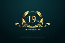 19th Anniversary Background With Number Illustration.