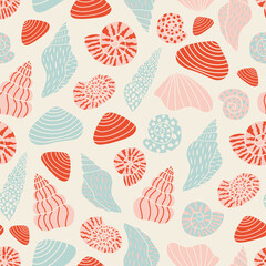 seashells vector seamless pattern design. cute seashell pattern in natural-earth tones perfect for t